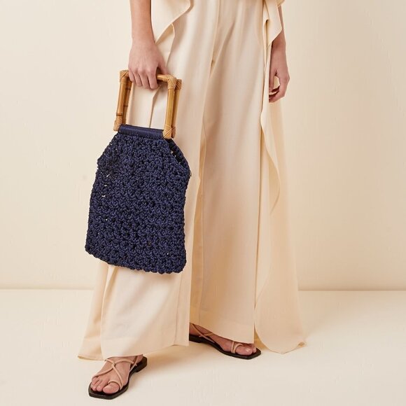 Nannacay Juniper Bag Macrame with Bamboo Handles NWT - Picture 1 of 7
